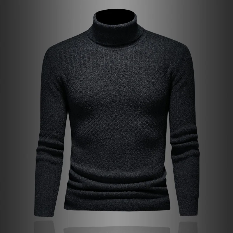 

Модный мужской вязаный свитер с высоким воротником и длинными рукавами, теплый базовый слой, городская зимняя повседневная одежда