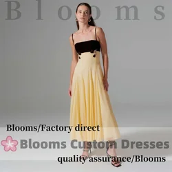 Blooms Customized Spaghetti Strap Floral Beads A-Line Prom Dresses Sleeveless Midi Dress Chiffon Party Gown Evening Dress
