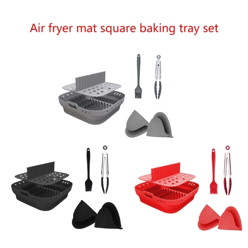 1set Silicone Air Fryers Liner Divider Heat Resistant Mitts Reusable Air Fryers Accessories Air Fryers Liner with Oil Filter