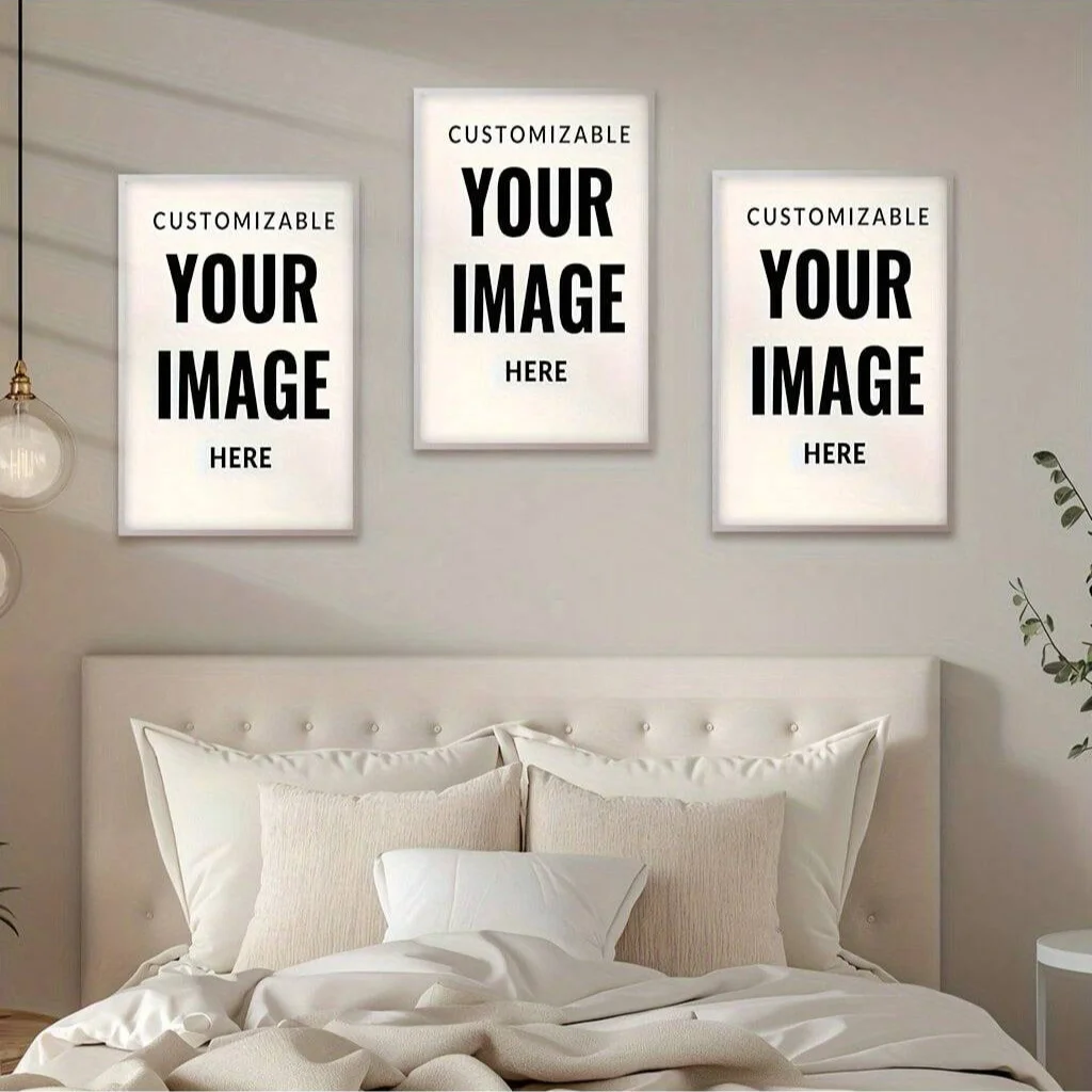 3-piece customizable personalized home decor poster set, available for couple photos, family, pets, weddings, and anniversaries image 2