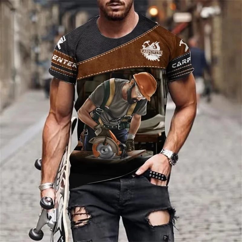 Hot Sell Men Clothe 3d Print Electric saw Male Fashion Vintage Short Sleeve T-Shirts Men Casual Oversized Short Sleeve T Shirt