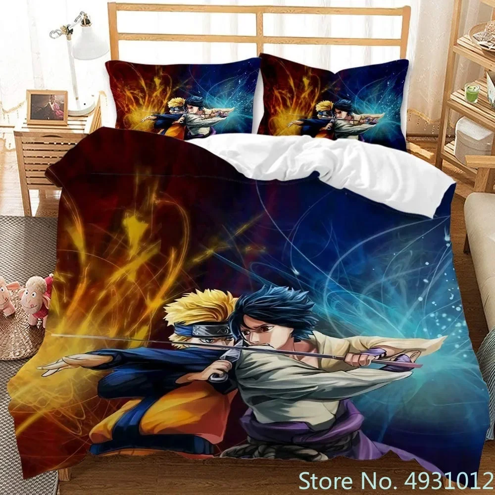 Hot Naruto Whirlpool Nine Tailed Fox Bedding Set Pillowcase Anime Bedclothes 3D Printed Kids Adult Boys Quilt Duvet Cover Gift