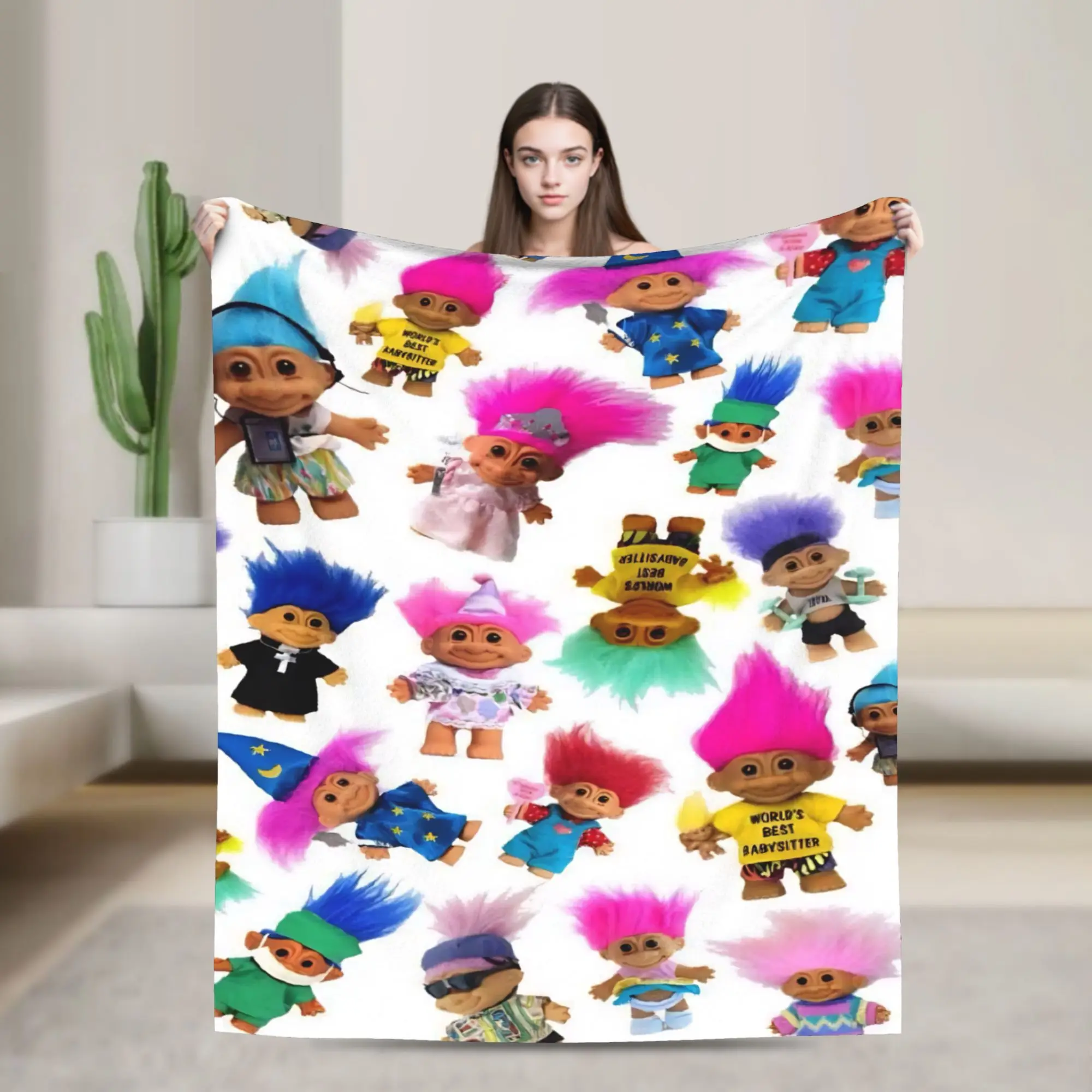 Trolls Dolls Blanket Cozy Soft  Throw Blankets for Couch 50x60 Inch Multiple Sizes Rug Piece