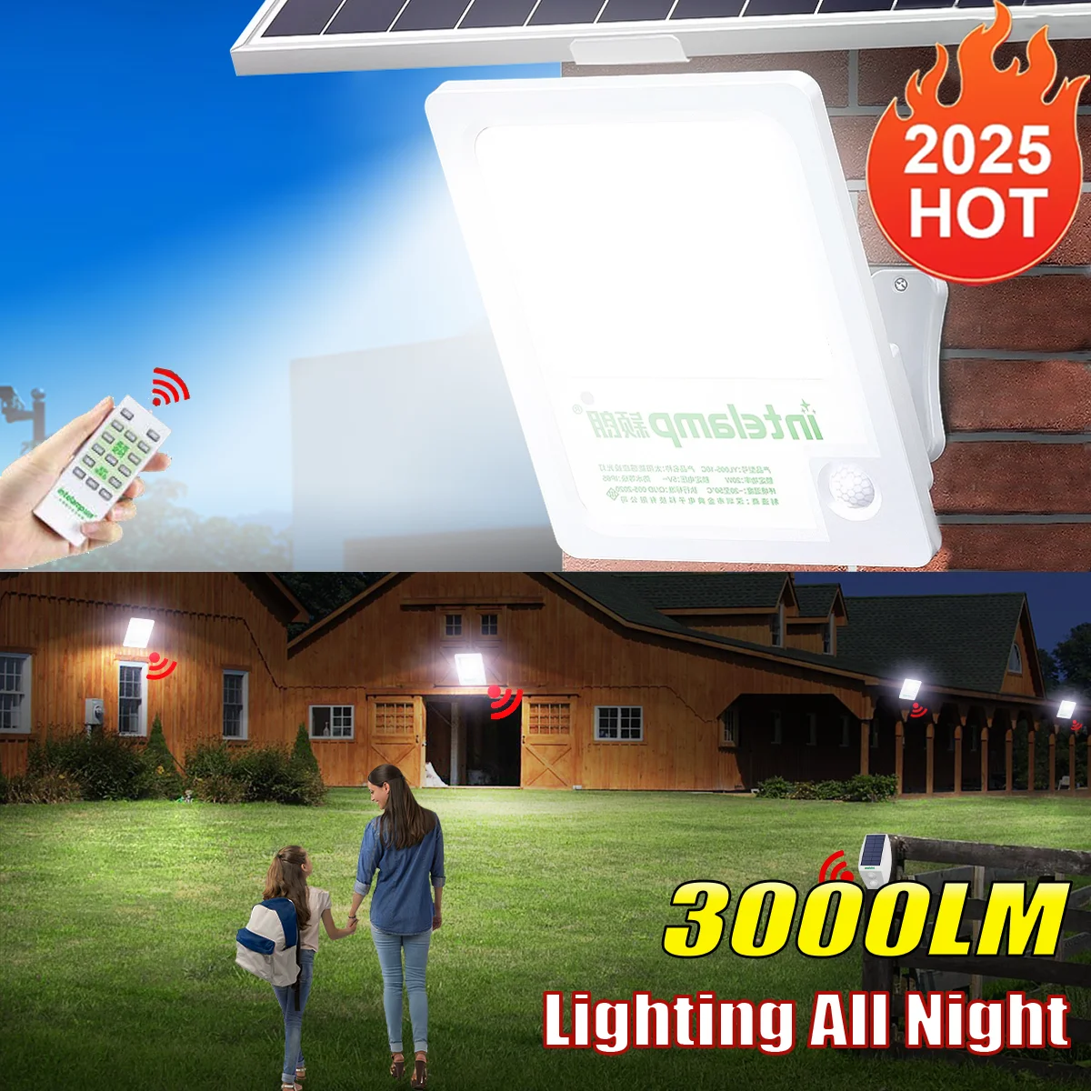 3000LM سوبر قوية LED ضوء الشمس في الهواء الطلق IP65 محس حركة السوبر مشرق في الهواء الطلق الشمسية الجدار مصباح حديقة أضواء الشوارع #1