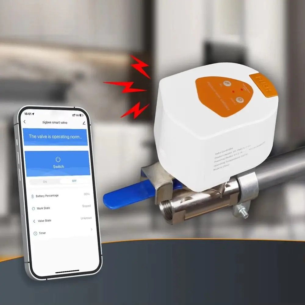 

Контроллер клапана ZigBee с питанием от батареи, низкое энергопотребление, голосовое управление, контроллер умного водяного клапана, умный клапан