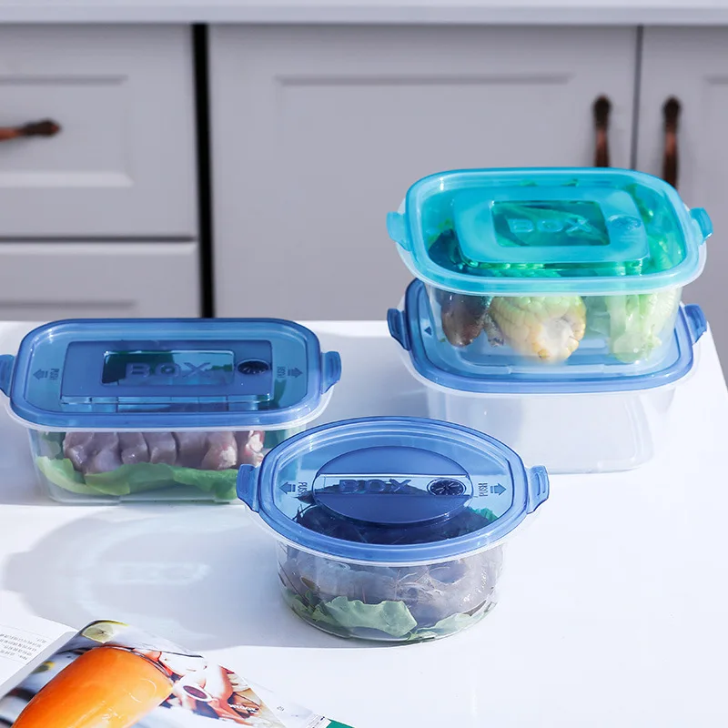 3pcs/1set Fresh Plastic Food Grade Refrigerator Box Assortment Storage Vegetables Fruit Meat Microwave Lunch Box