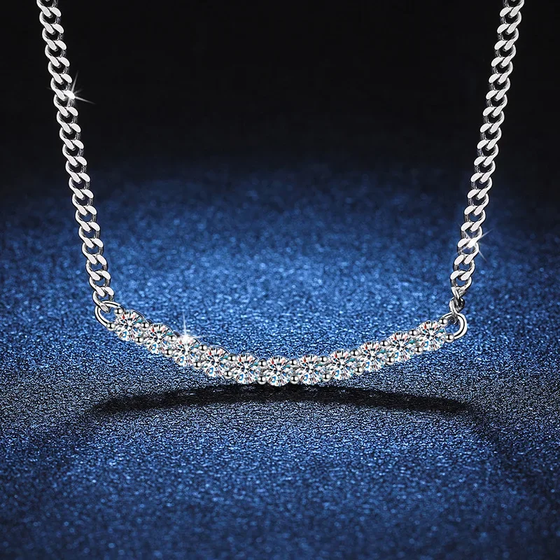 18K gold inlaid diamond necklace collarbone chain D color 2.2carat single diamond moissanite PT950 platinum fashion pendant