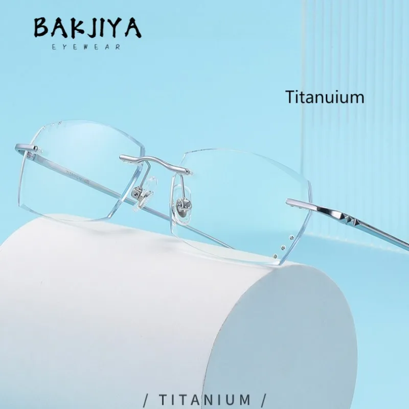 

New Ultra-Light Titanium Men's Rimless Glasses Square Reading Blue Light Blocking Glasses Business Casual Male Eyewear 2025