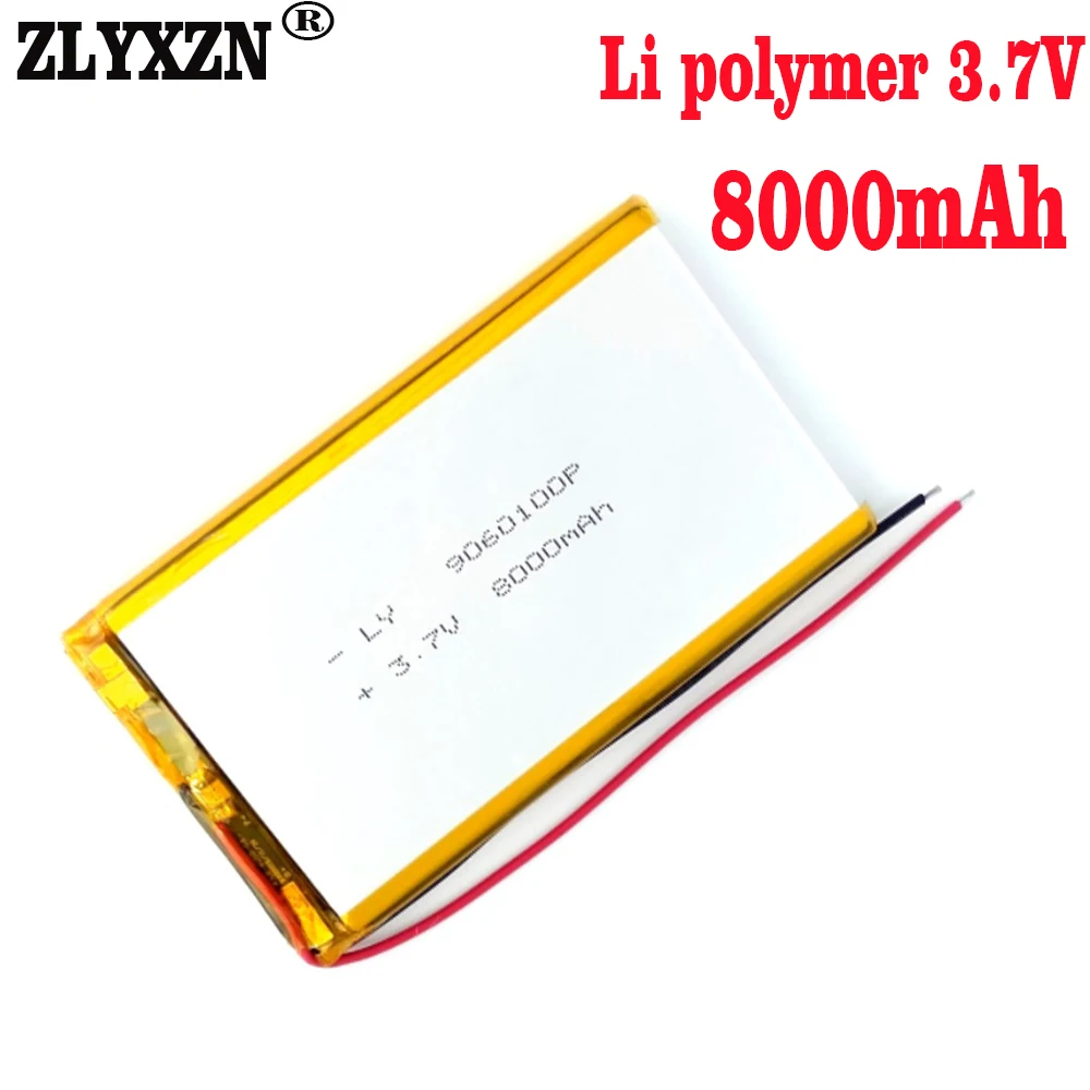 1-10PCS lithium ion polymer 3.7V 8000mAH 9060100 Li Polymer Li ion batteries for tablet pc BANK GPS mp3 mp4 speakers