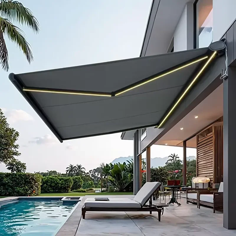 Full Card Telescopic Remote Control High Density Polyethylene Waterproof Awning