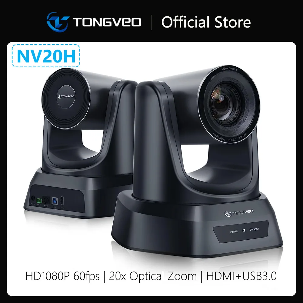 

TONGVEO HDMI PTZ Camera 20X Optical Zoom Church Live Streaming USB 1080P 60fps Camera for Worship Services Online Conference