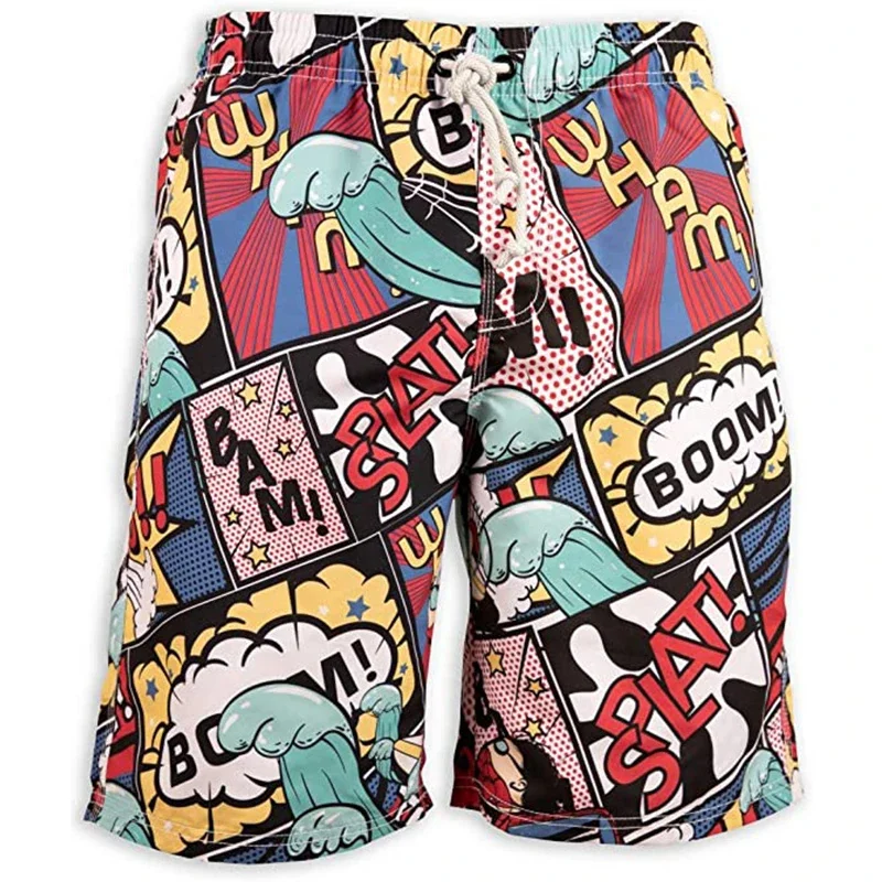 Colorful Ethnic Graphic Beach Shorts For Men Mathematical 3D Printed Short Pants Hawaiian Surf Ice Shorts Quick Dry Swim Trunks