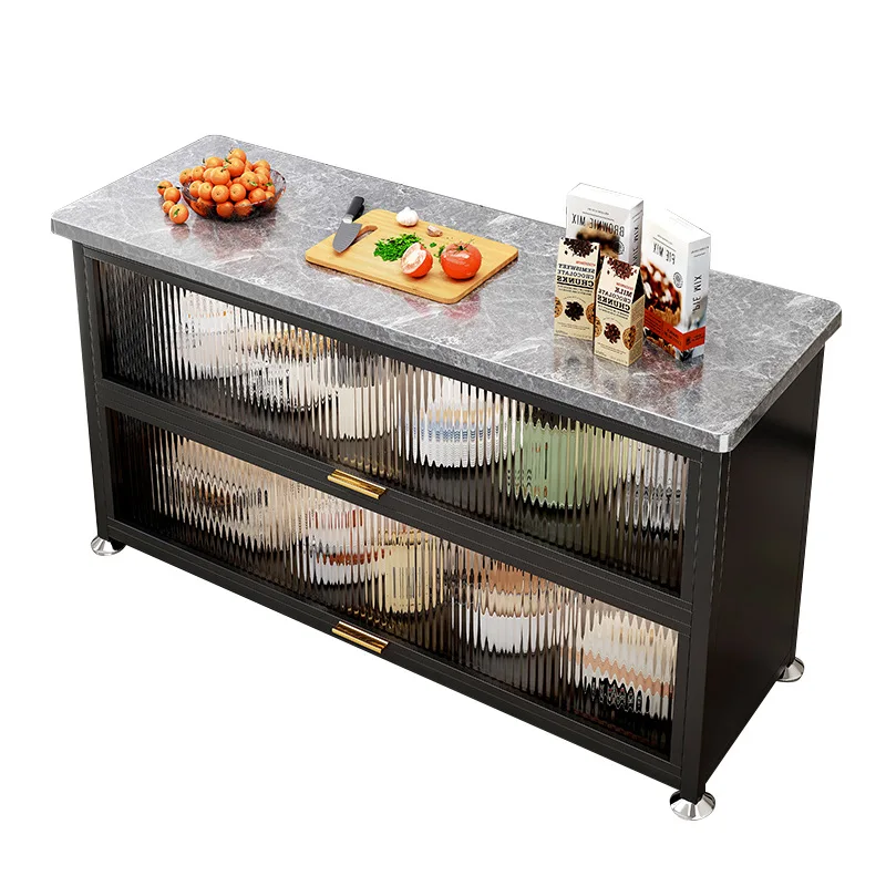 Slate kitchen rack Floor-to-ceiling multi-layer countertop Multifunctional microwave oven vegetable cutting table Operating