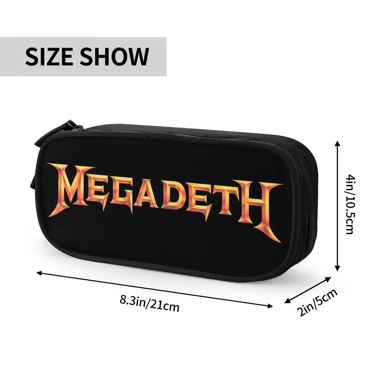 Imagem -04 - Estojo de Lápis de Metal Pesado para Meninos e Meninas Bonito Personalizado Rock Roll Music Megadeths Print Grande Armazenamento Pen Bolsa Box Acessórios Escolares