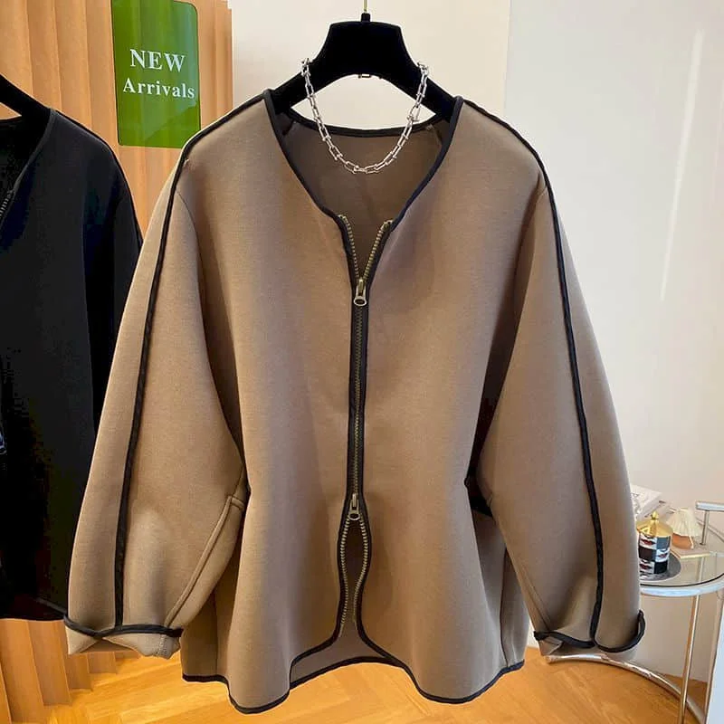 

Sweatshirt Coats for Women O-neck Vintage Cardigans Long Sleeve Casual Striped Design Jackets Oversized Korean Style Women Tops