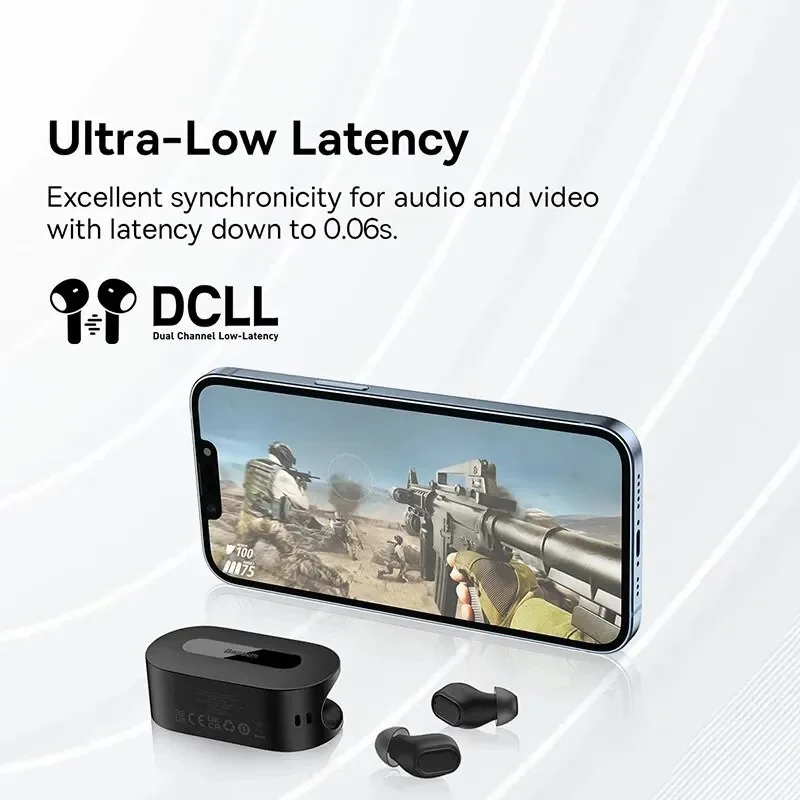 BASEUS Bowie EZ10 TWS سماعة بلوتوث 5.3 سماعة رأس لاسلكية 0.06s الكمون المنخفض في الأذن سماعات أذن رياضية