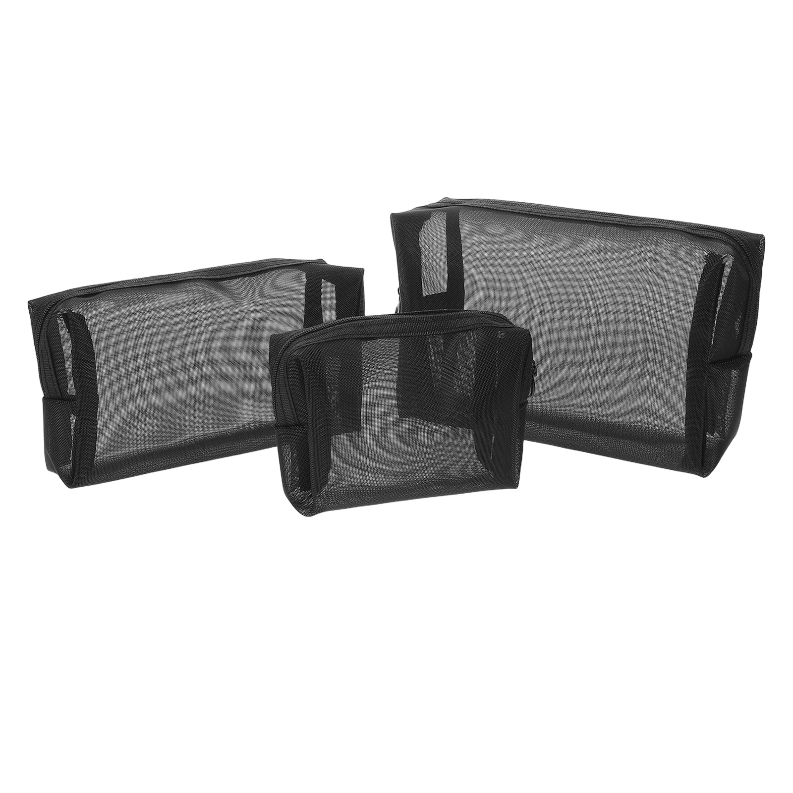 حقيبة مكياج شبكية مكونة من 3 قطع، حقيبة سفر شفافة لتنظيم أدوات الزينة للاستخدام اليومي - محمولة بسحاب #1