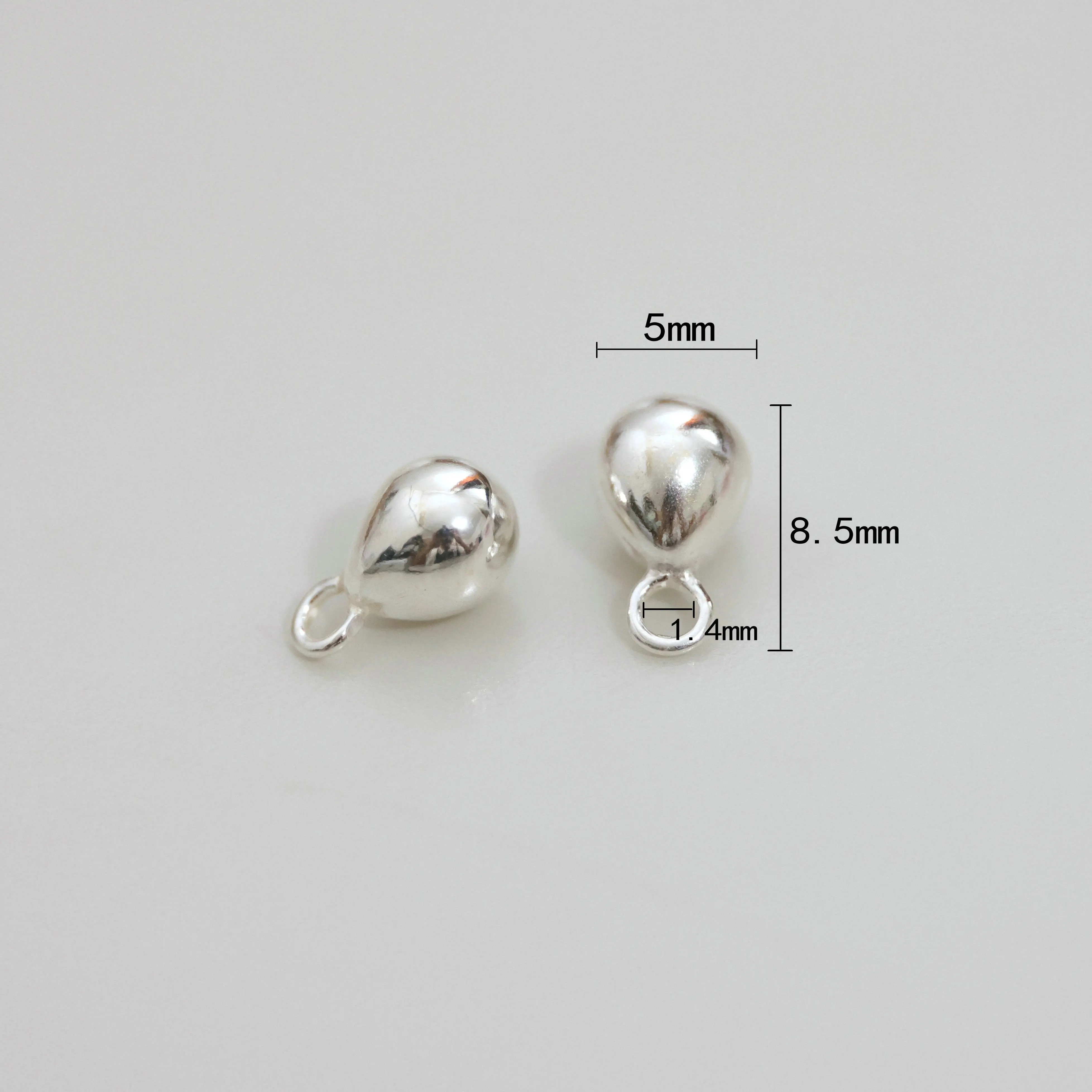 2PCS 100% Solid 925 Sterling Silver Waterdrop Charm Pendant for DIY Fine Jewelry  Making  JQ0115
