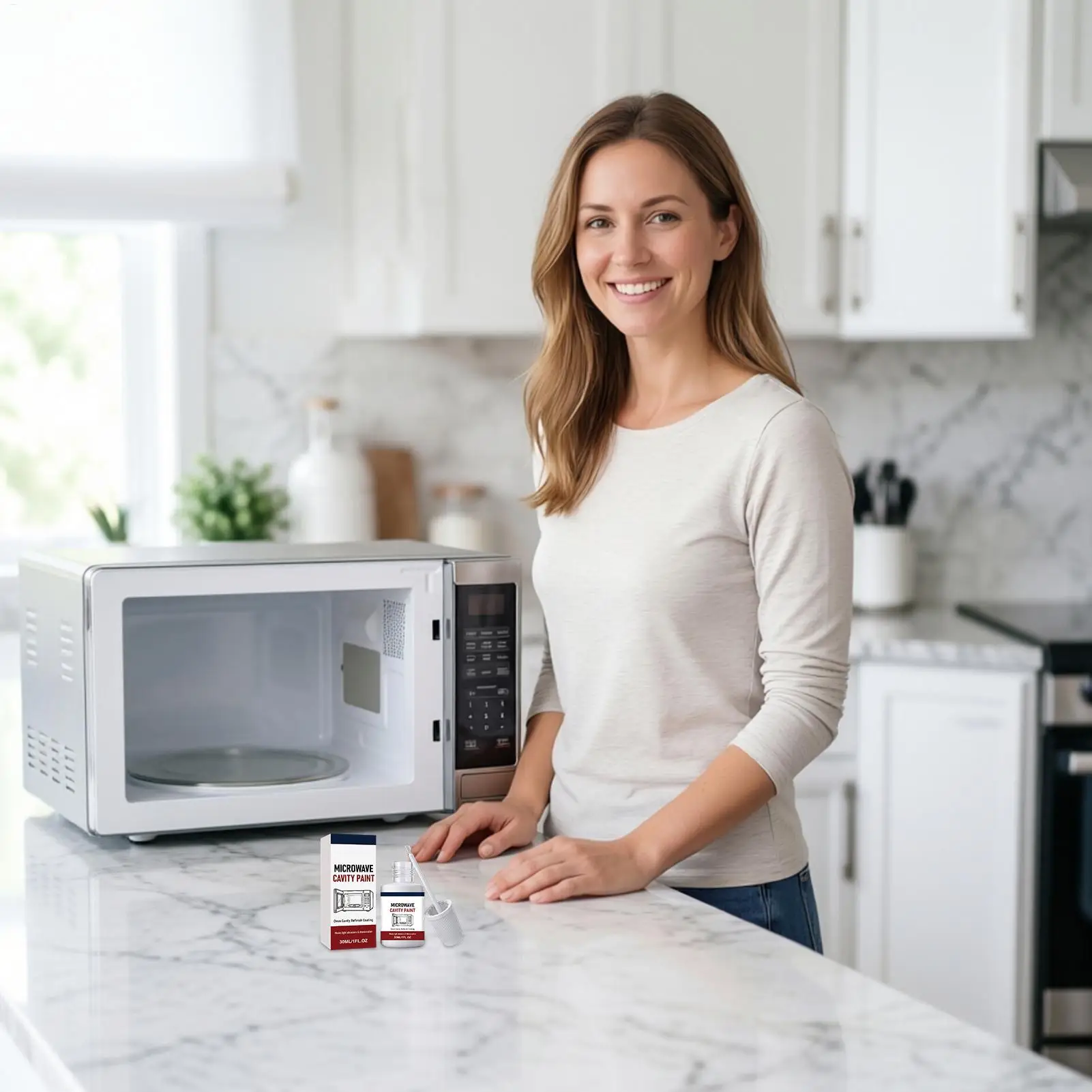 Microwave Cavity Paint 30ml with Brush Appliance Interior Touch-Up Coating Rust & Stain Resistant for Home Kitchen