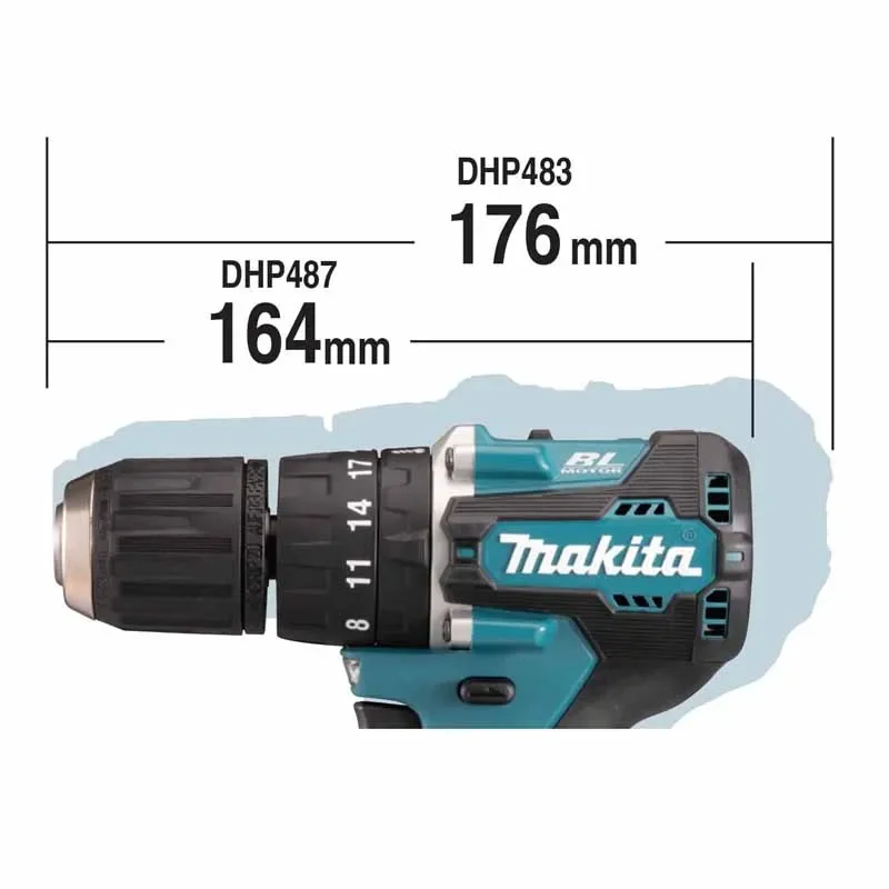 Makita DHP487 Cordless Hammer Driver Drill 18v battery Brushless 13mm(1/2″) Impact Electric Screwdriver Drill Woodworking