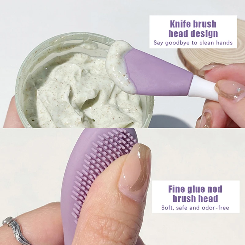 Brosse pour masque Facial à Double tête en Silicone, exfoliante pour le visage, élimination des points noirs, brosse nettoyante, Film de boue, spatule, outil de soins de la peau du visage
