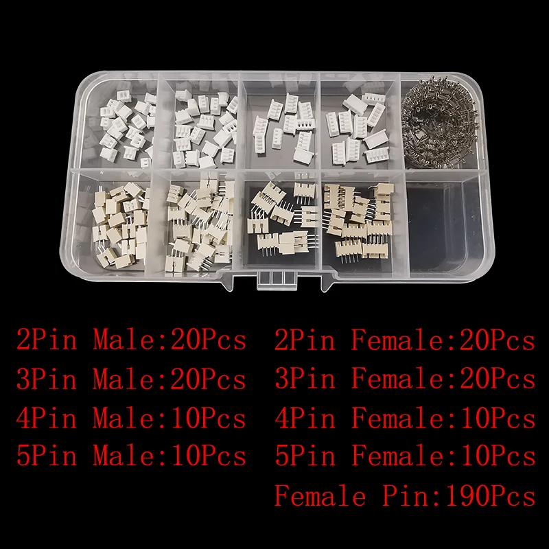 60Sets JST 1.25 2p 3p 4p 5 pin 1.25mm Pitch Male And Female Shell Housing Kit Pin Header Connector Crimping Wire Connectors