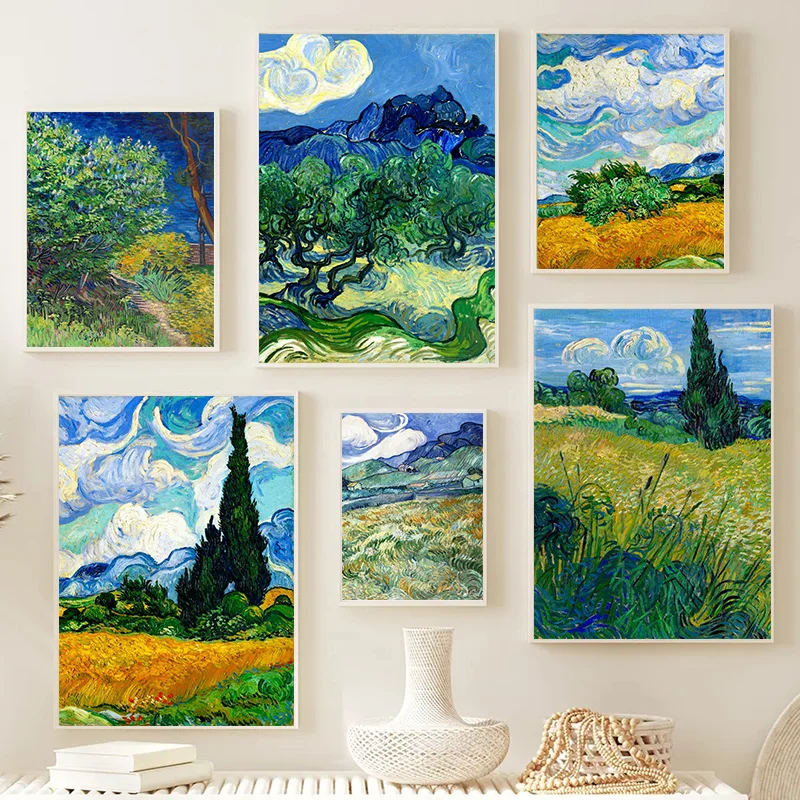 Vincent Van Gogh Abstract Wheat Field Nature Landscape Poster Canvas Painting Classic Wall Art For Living Room Home Decoration