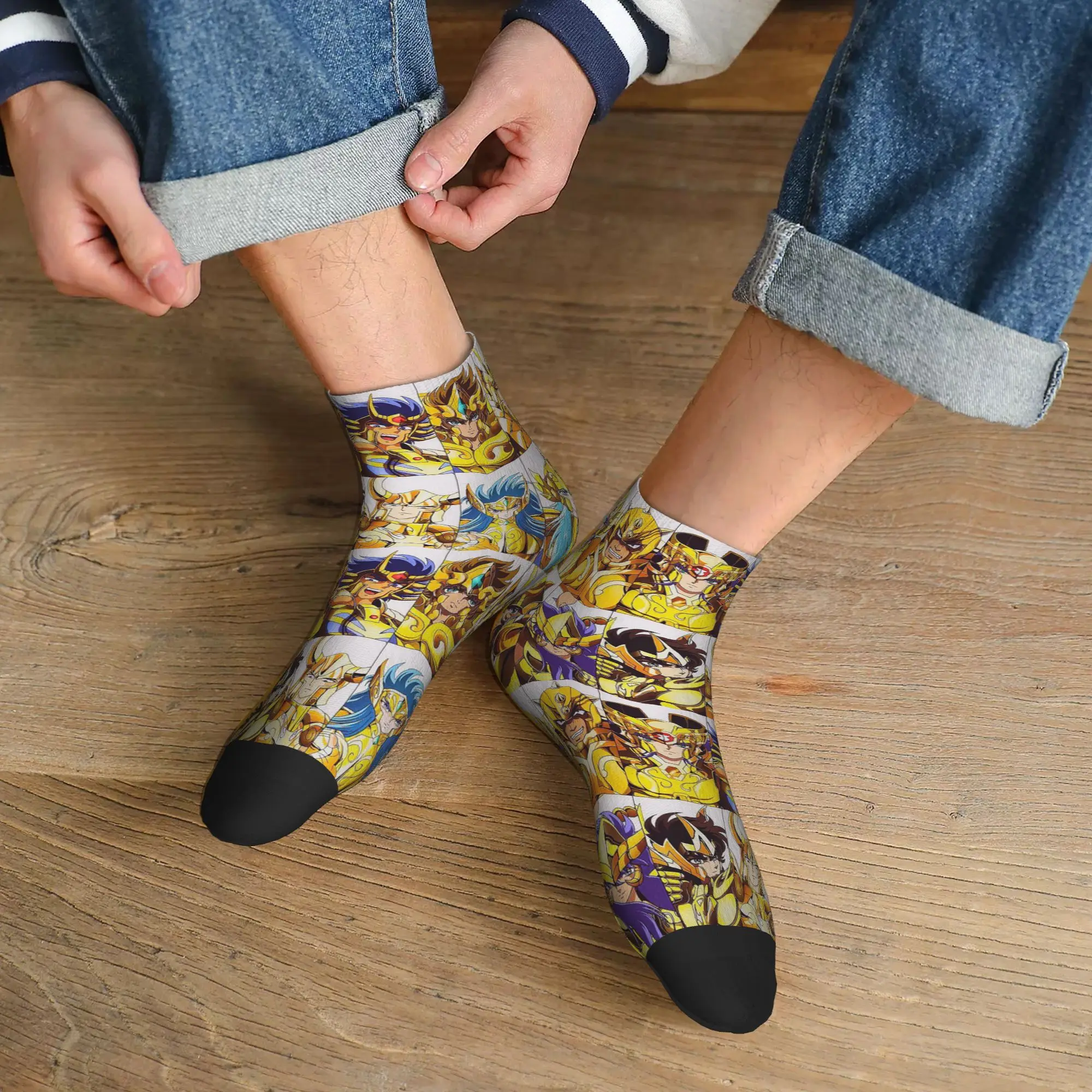 

All Seasons Knights Of The Zodiac Socks Harajuku Super Soft Crew Socks Funny Stockings for Men Women Gifts