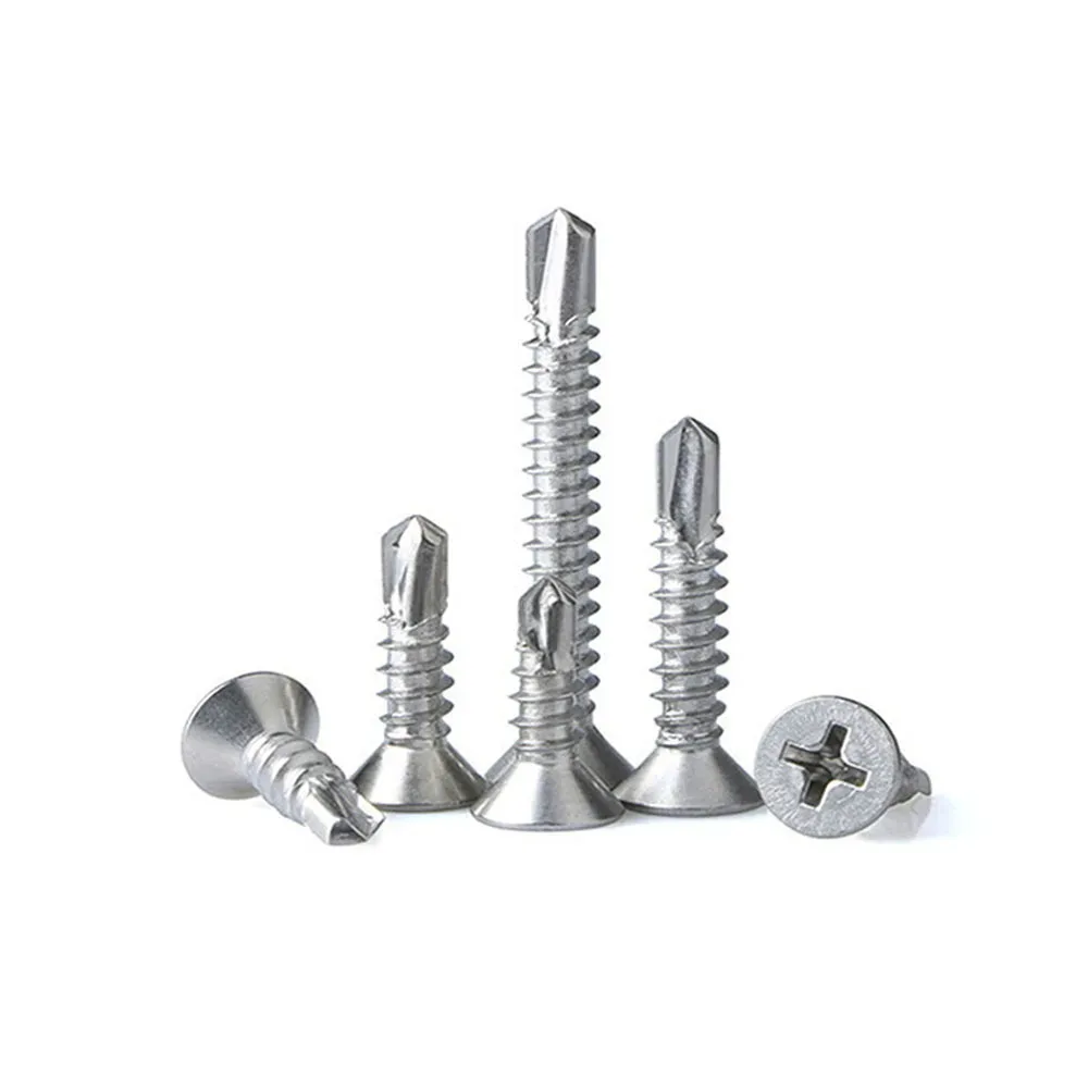 DIN7504P 304/316/410 Stainless Steel Cross Phillips Flat Head Self-tapping Drilling Screw Bolt M3.5 M3.9 M4.2 M4.8 M5.5 M6.3