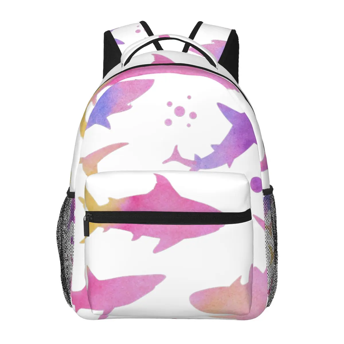 

Pink Watercolor Sharks Backpacks Boys Girls Bookbag Children School Bags Cartoon Kids Rucksack Shoulder Bag Large Capacity