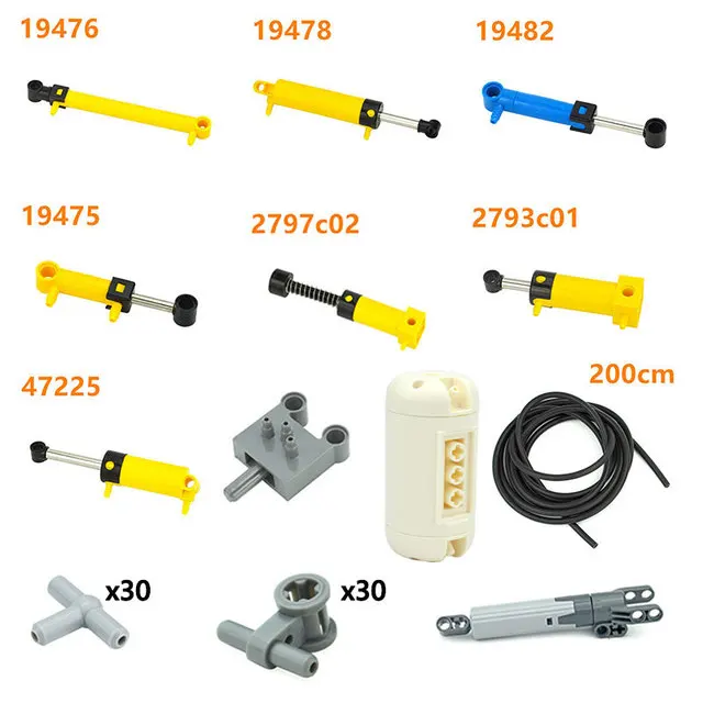 MOC Technische Teile Pneumatische Luftpumpensteine Klein (6L) V2 mit verstärktem Zylinder 19476 19482 19475 Kompatibel mit 8800 Blöcken