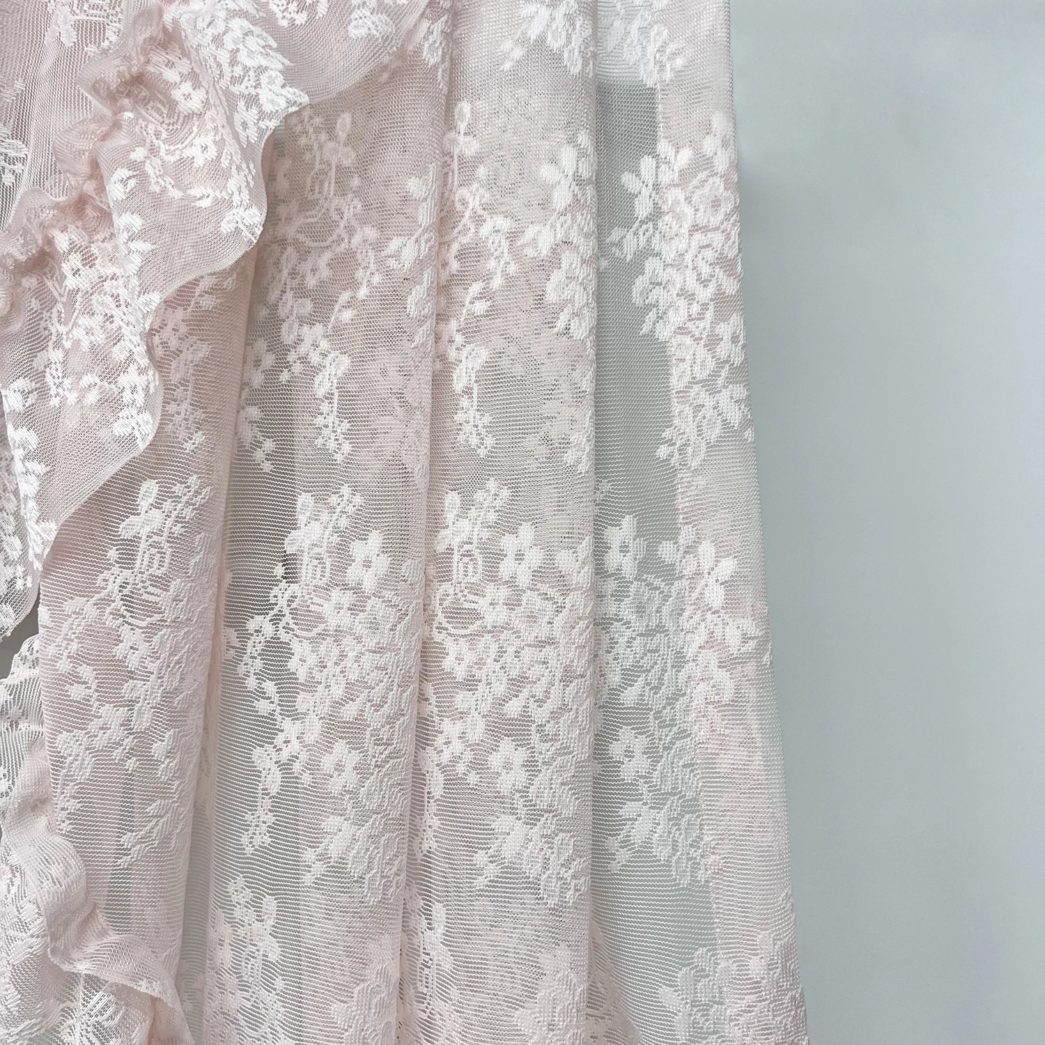 1PC Pink Flower Ripple Curtain Head for Living Room Sheer Lace Valance Girls Princess Bedroom Home Decoration Custom #E
