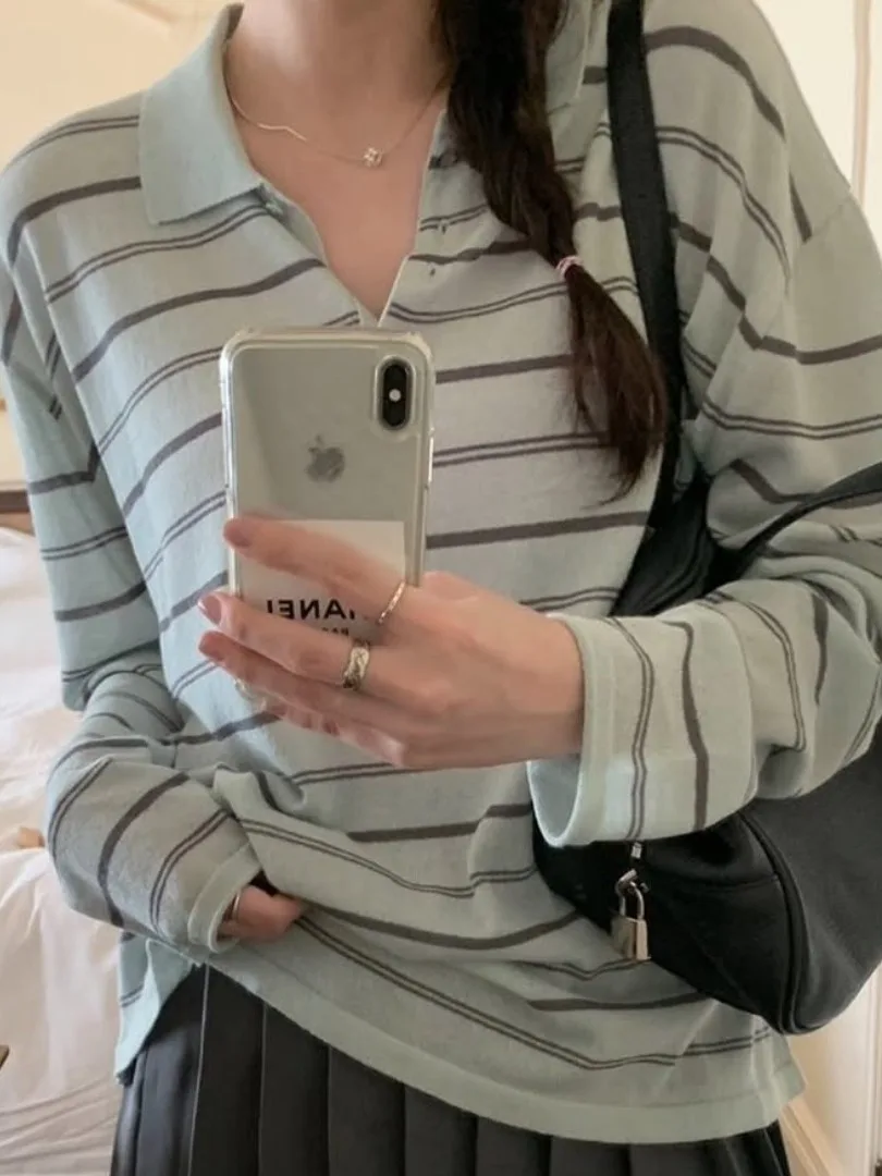 

Корейский вязаный топ с защитой от солнца в полоску Ne Lazy Color Blo, тонкий топ для женщин, летнее новое поступление, поездка на работу и ветер