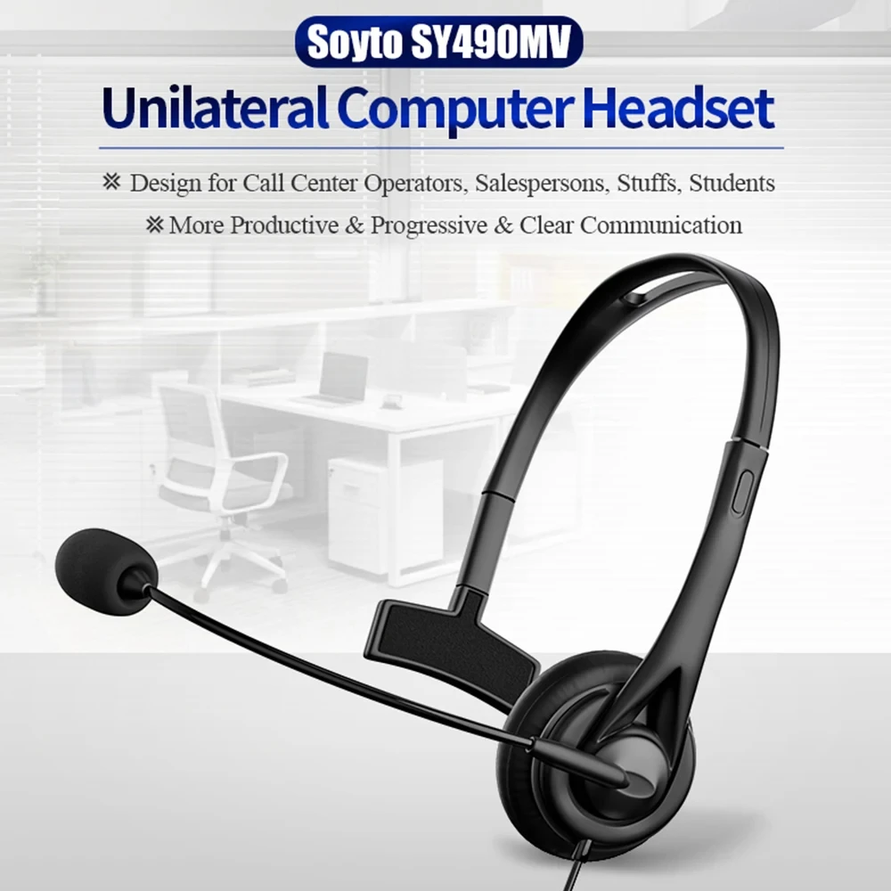 Universal Wired Business Headset, Call Center Headphone, Controle de Volume, Telefone, EUA