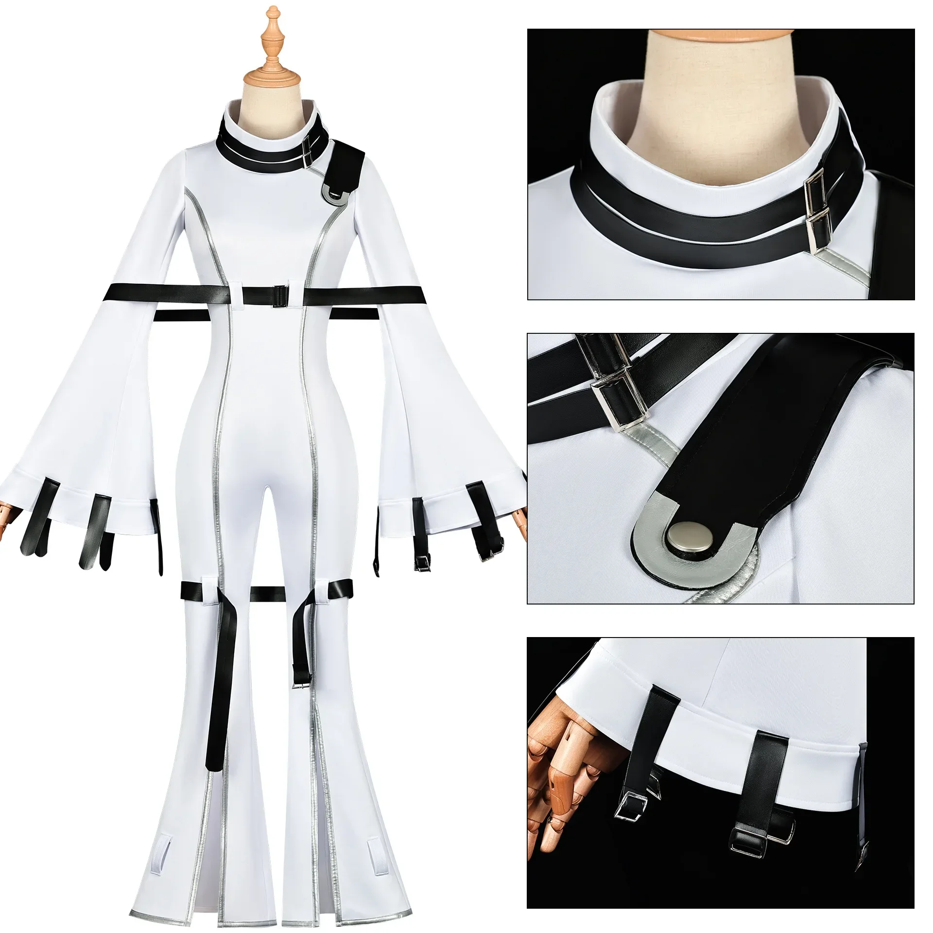 Anime Code Geass: Hangyaku No Lelouch Cosplay Costumes C.C. Cos Uniform White Slim-Fitting Onesie Woman Jumpsuit Belt Full Set