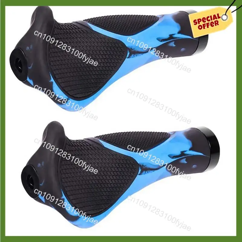 

August Mountain Bike Handlebar Cove Replacement Bicycle Accessories Ergonomic Rubber Lock Design Outdoor Riding Equipment ,Blue+
