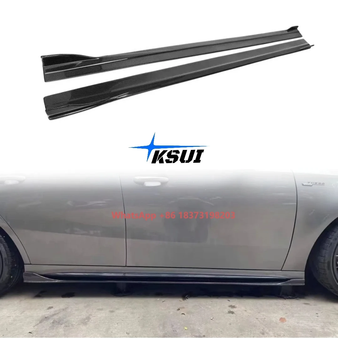 Falda lateral de fibra de carbono estilo FD para Mercedes Benz A-grade W177, labio de parachoques lateral CLA W118, Kit de carrocería de falda lateral