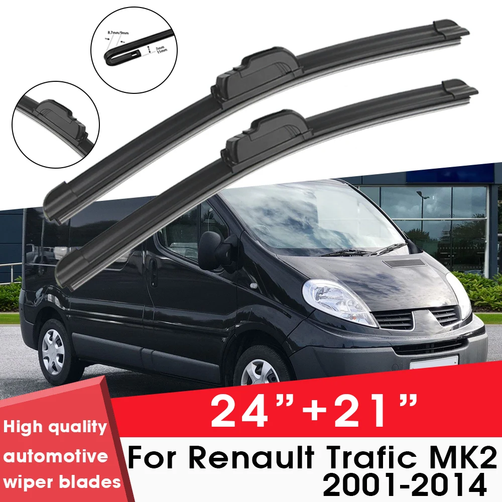 

Car Wiper Blade Blades For Renault Trafic MK2 2001-2014 24"+21" Windshield Windscreen Clean Rubber Silicon Car Wiper Accessories