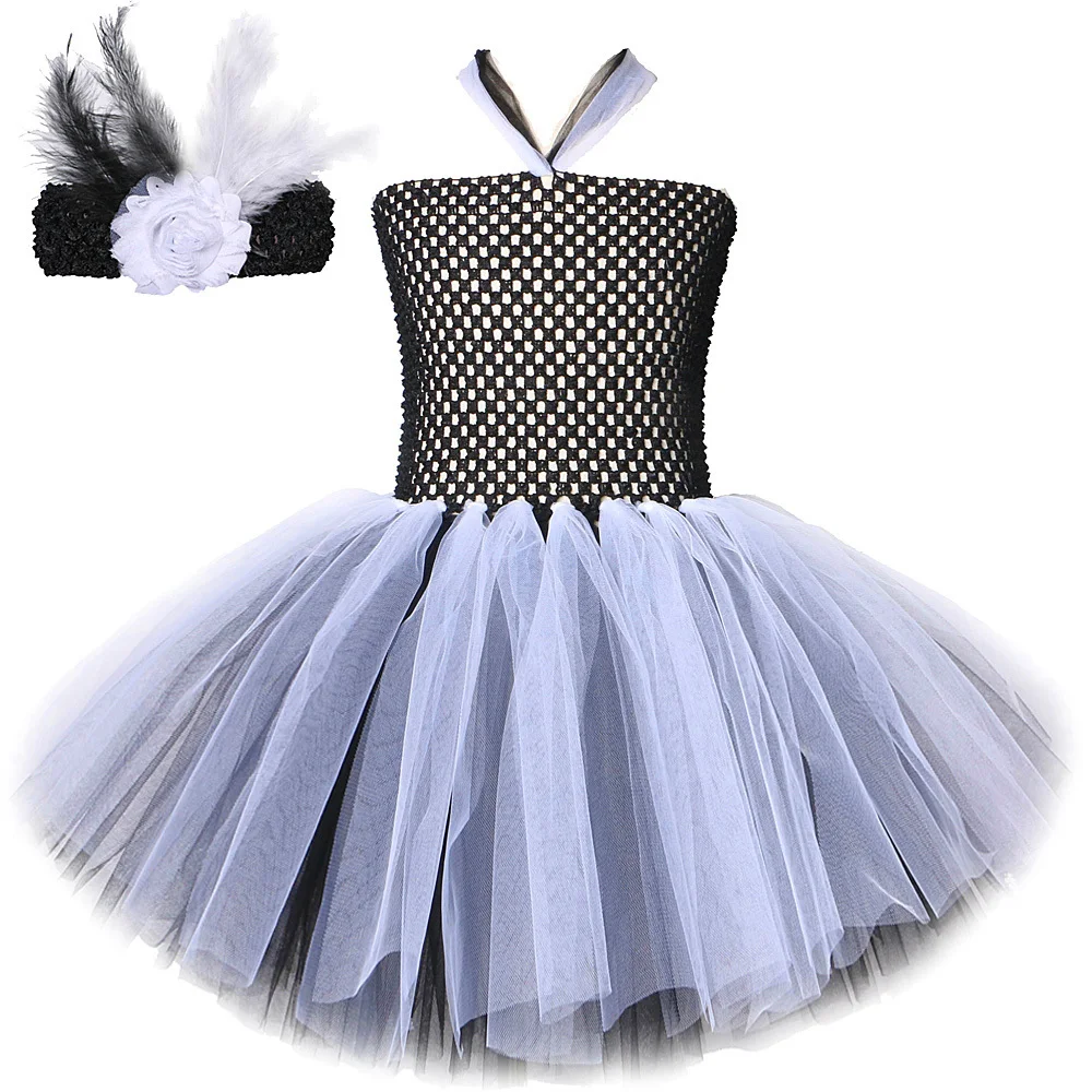 Bride of Frankenstein Halloween Costumes for Girls White Black Scary Corpse Bride Tutu Dress for Carnival Party Horror Clothing