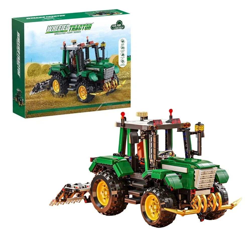 

City Technical Wheeled Tractor Car Model Building Blocks MOC Farm Vehicle Assemble Bricks Engineering Educational Toys Kids Gift