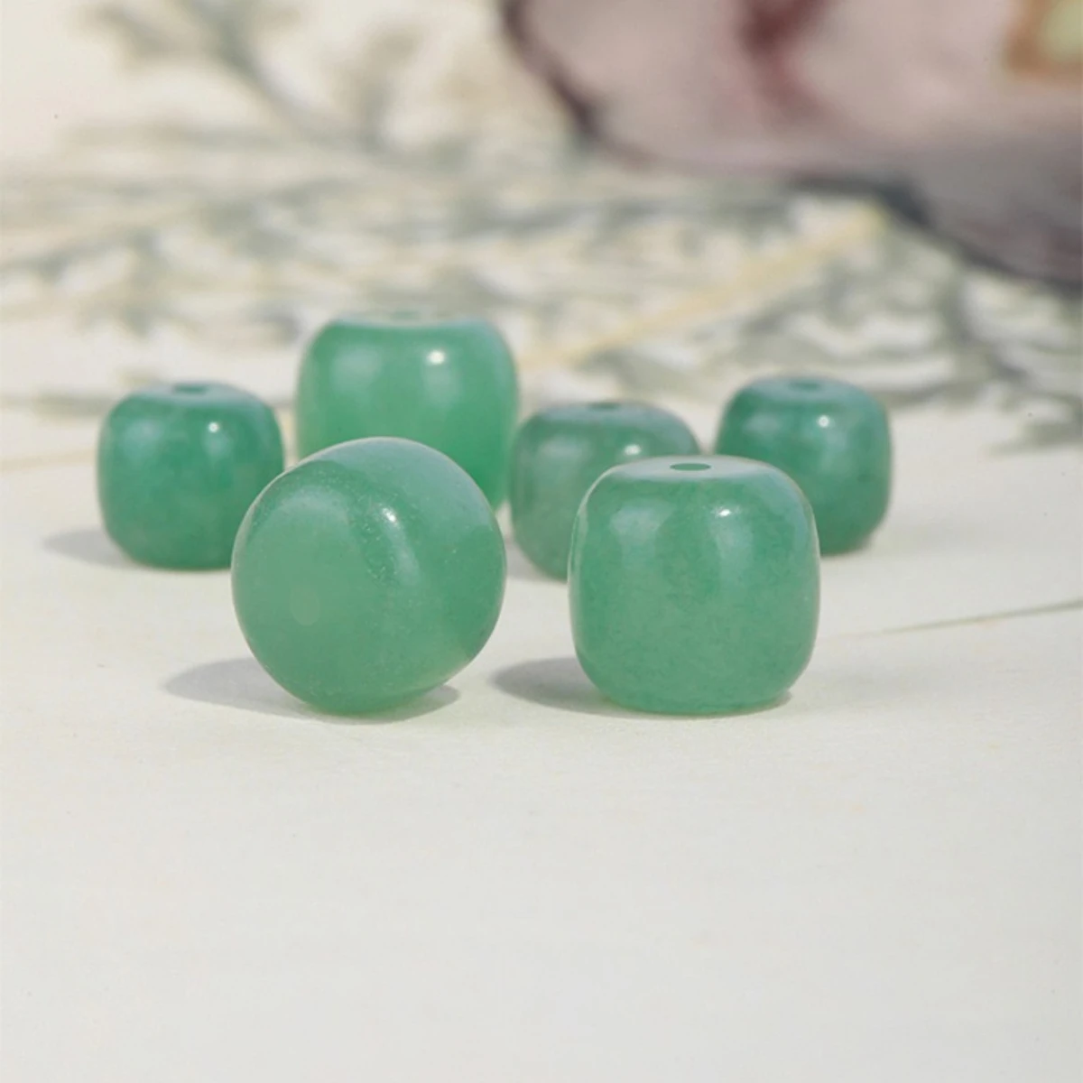 25 pcs 9x10 mm Natural Aventurine Barrel Beads Not Dyed Not Enhanced