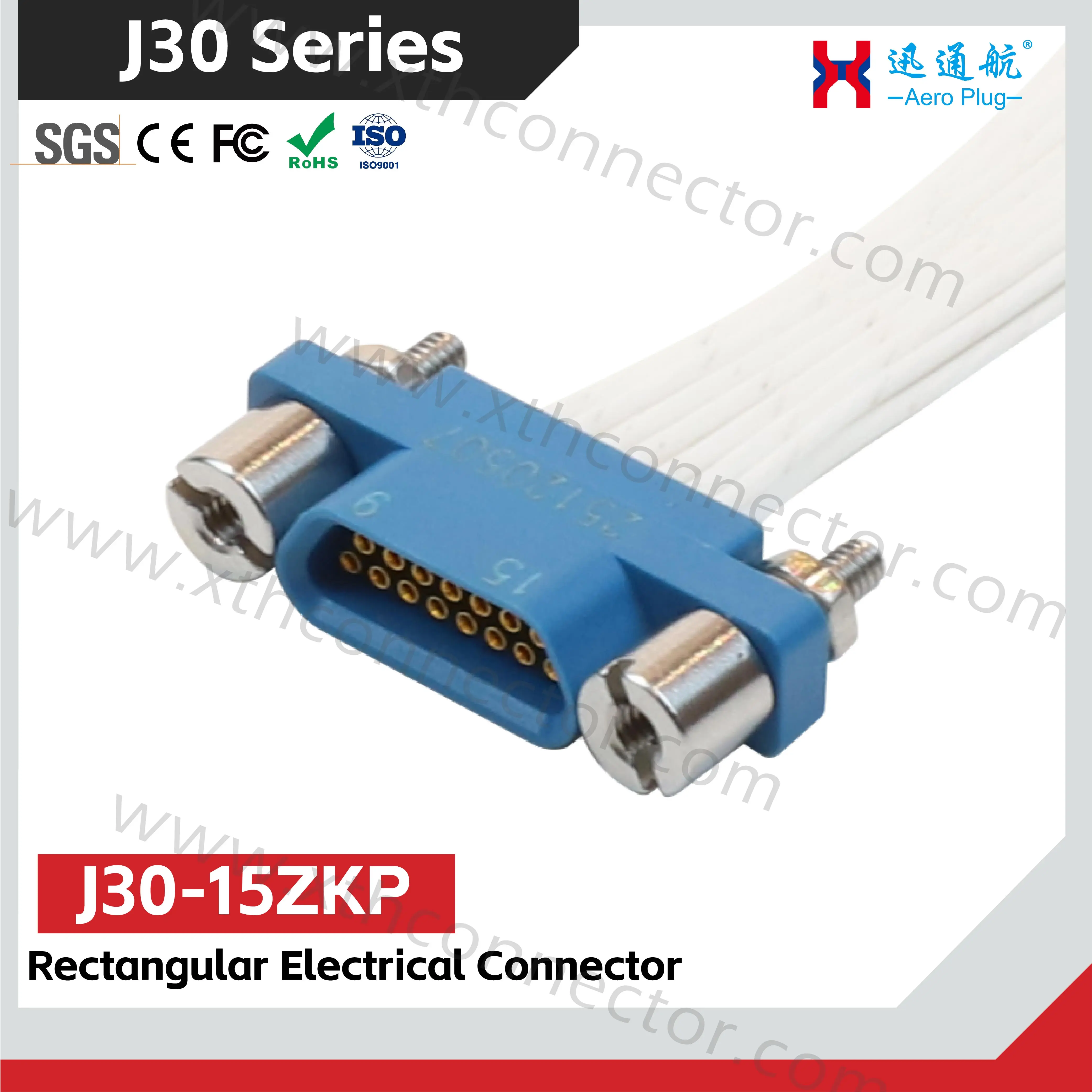 J30-15ZKP 15ZK 15Pin Micro Rectangular Electrical Connector Plastic Shell Receptacle Industrial Cable Connector Cost-Effective