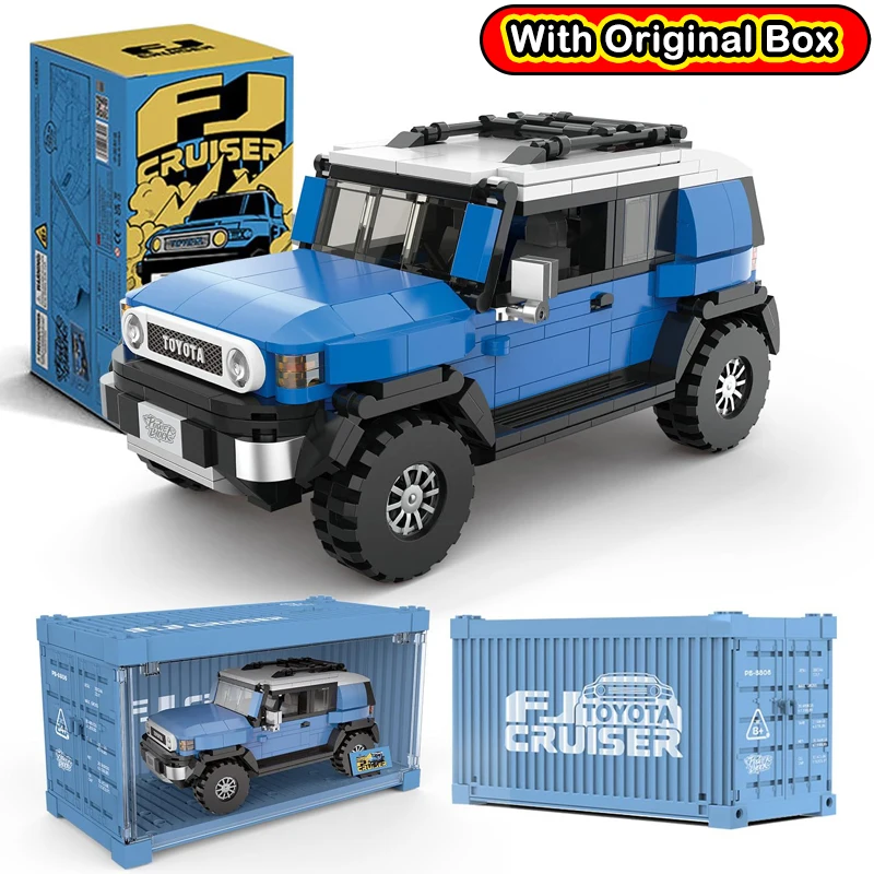 

Набор строительных блоков для сборки модели внедорожника FJ40 (600+ деталей) с демонстрационным боксом, настольное украшение, игрушки для мальчиков, подарки, декор
