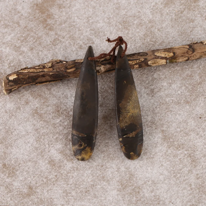 

Серьги Chohua Jasper, бусины, полуфабрикаты для ювелирных изделий - ремесленные бусины из натурального драгоценного камня с каплями воды, 45x9x3 мм, 6,5 г