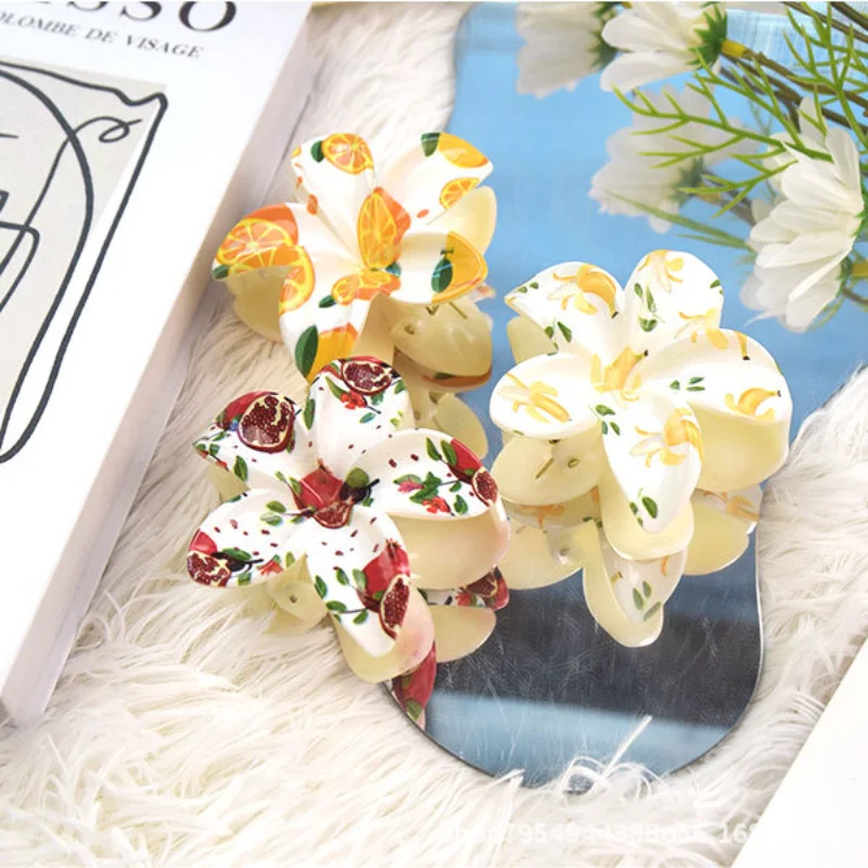 New Small Fresh Fruit Egg Flower Grab Clip Female Back Head Hair Disc Shark Clip Flower Hair Accessories Hairpin