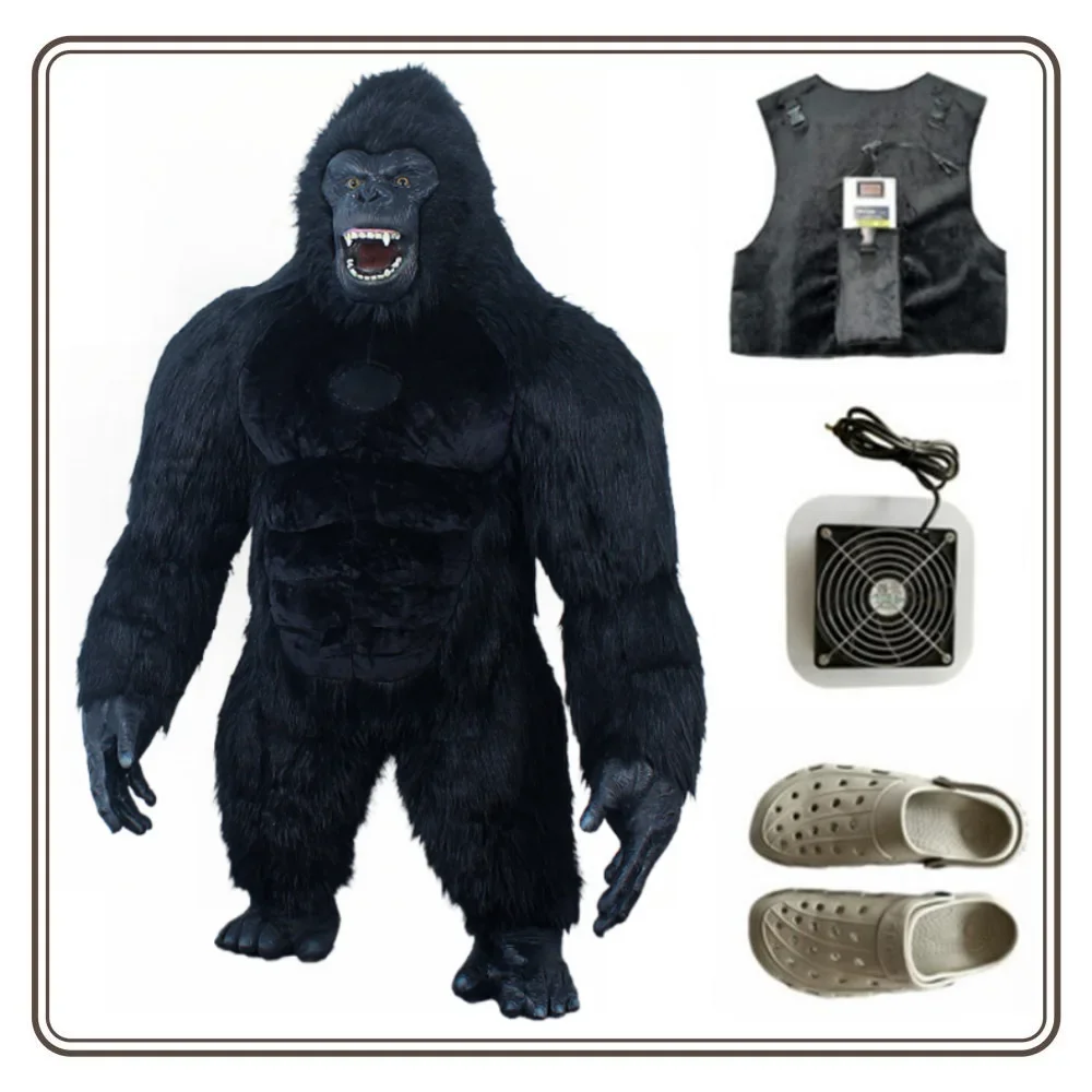 

Inflatable King Kong Costume for Adult Halloween Plush Furry Mascot Animal Venice Carnival Dress Suit Fursuit Gorilla Cosplay