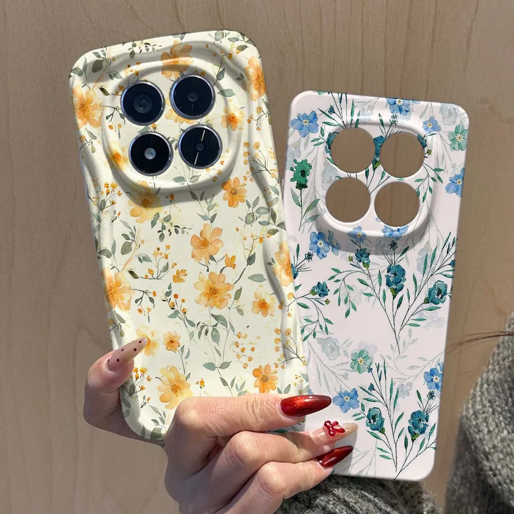 

Beautiful Yellow Blue Flower Phone Case For Xiaomi Poco F3 F4 F5 F6 M3 M6 M7 X2 X4 X5 X6 X7 C75 Pro 5G Feilin Wave Oil Shell