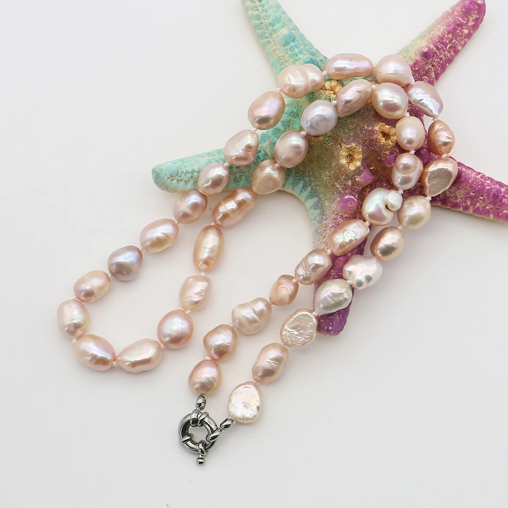Minimalist Light Luxury Natural Freshwater Baroque Irregular Two-Sided Bright Pearl Necklace Straight Hole Beads Fashion Jewelry