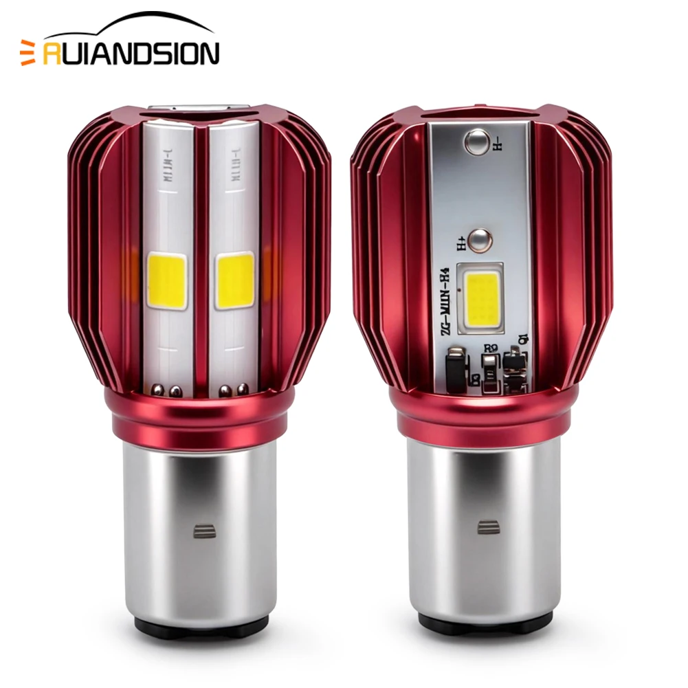 

RUIANDSION 1PCS 9-12V H6 BA20D LED Motorcycle Headlight Bulb COB Chips Scooter Moped Light Lamp Moto Accessories 6000K 1000LM