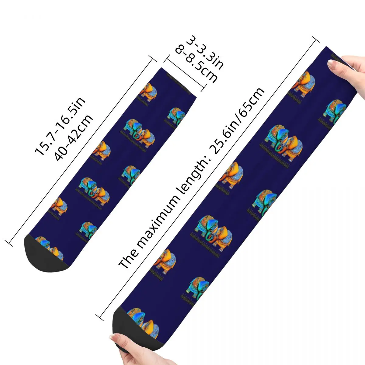Retro Littlest Elephant Love Basketball Socks Cartoon Animal Polyester Long Socks for Unisex